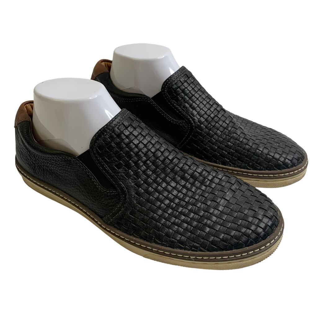 Johnston & Murphy Mens Sz 8.5 McGuffey Woven Top Leather Shoes Slip-On Loafers